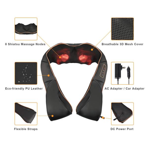 4D Rolling Shiatsu Neck Shoulder Massager For Back Waist Thigh Calf Foot