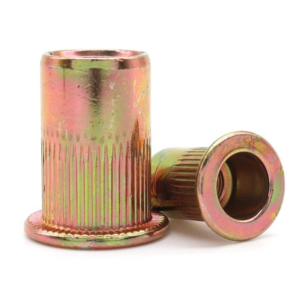 Custom Size Stainless Steel Railcar Rivet Nut Flat Head Knurled Body Zinc Plated