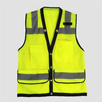 O sólido 100% alto personalizado do poliéster 120g/m2 da veste do trabalho da visibilidade do tamanho fez malha a tela