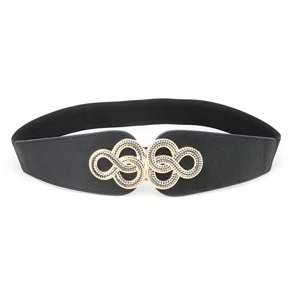 Elastic Wide Body Waist Belts For Women Ladies Stylish Dress Gold Buckle Belts for Daily Versatile Female Waist Decorative Accessory