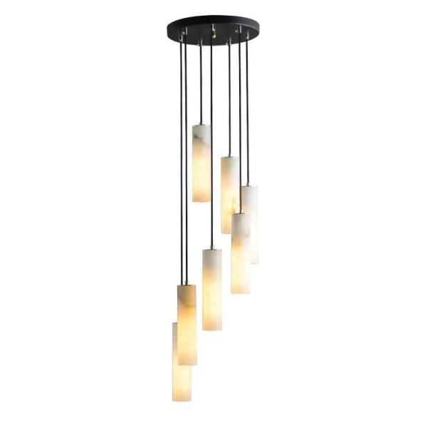 Iluminação de luxo Art designer criativo alabastro lustre hotel lobby sala de jantar longa faixa de mármore pingente lig