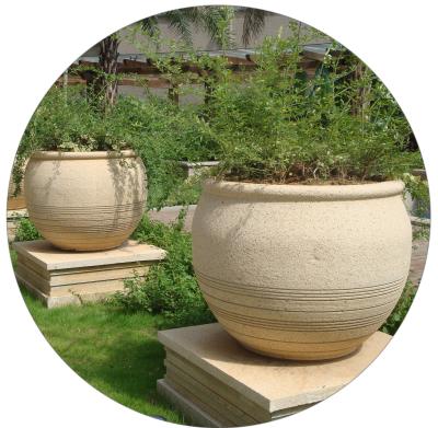Garden Stone Flower Pot, Stone Carved Planter, Marble Granite Flower Pot (YKFP-11)