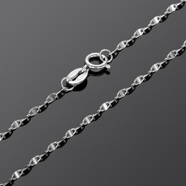 18K White Gold Twist Link Chain Necklace 18 inches for Women (NG019)