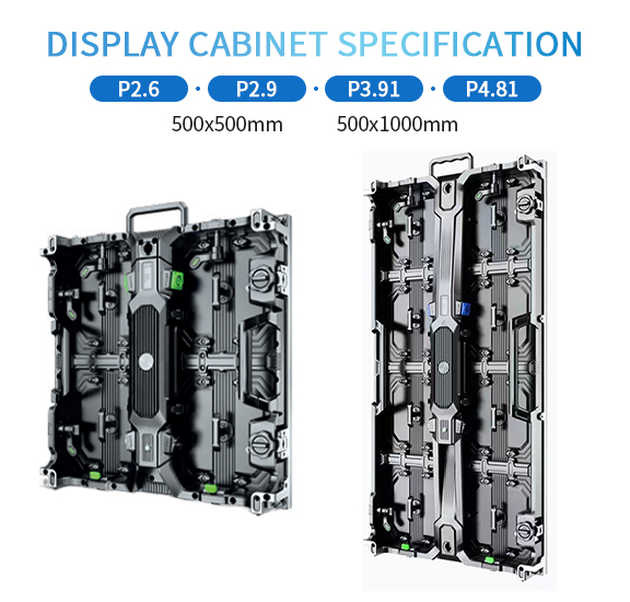 Tamaño de gabinete personalizable 500X500mm/500X1000mm Alto brillo P2.6 P2.9 P3.91 P4.81 Panel Led para pantalla de alquiler al aire libre