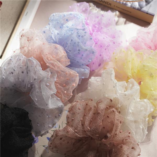 Summer net yarn hairball grenadine scrunchies bowel scroller ins wind girls pink red headwears Yiwu accessories