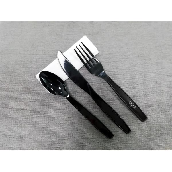 7 Inch  Disposable Cutlery High Quality Wedding Western Disposable Black Plastic Knife,Fork,Spoon