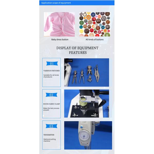 Manual Snap Button Textile Testing Machine ASTM PS79-96 Pull Tensile Tester