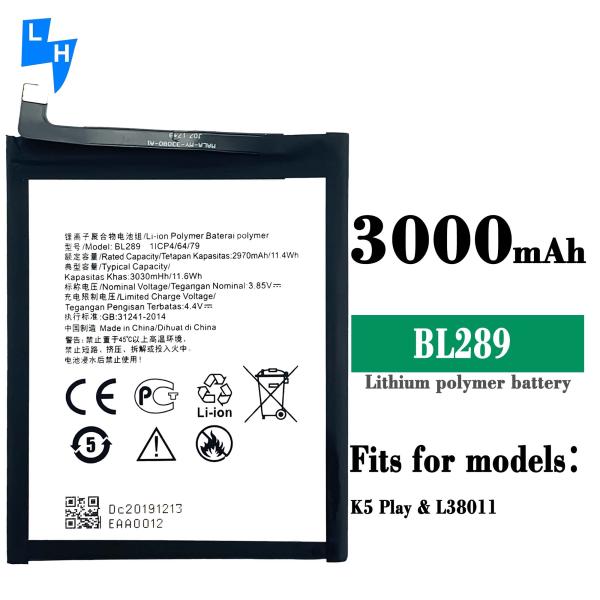 BL589 Piles polymères au lithium-ion de remplacement pour téléphone portable Lenovo K5 Play L38011