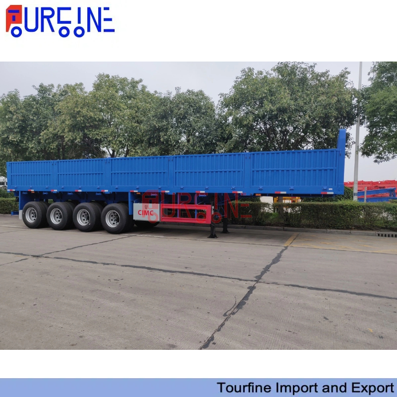 60 Ton Side Wall Semi Trailer 4 Axle for Container and General Cargo Transport