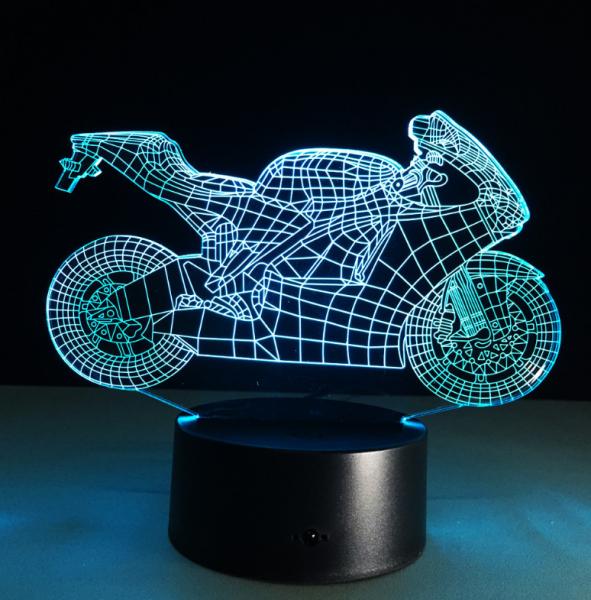 Motorcycle Shape 7 Colors Change 3D LED Night Light with Remote Control Ideal For Birthday Gifts And Party Decoration