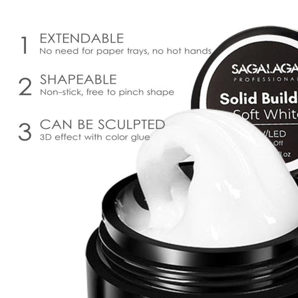 UV LED Solid Builder Hard Gel for Nails 50g Clear for Nails 3D Sculpting Gel Non-Sticky Hand Carving Nail Extension