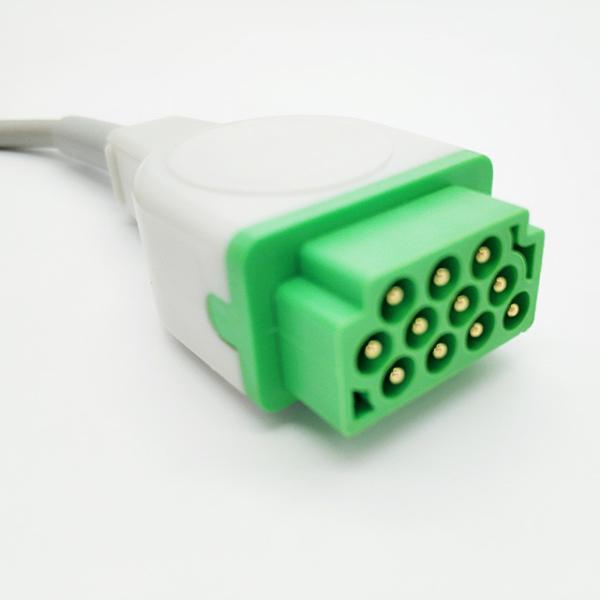 GE Marqutte One Piece 5 Leads ECG Cables And Leadwires Snap Type Portable 11 Pin Connector