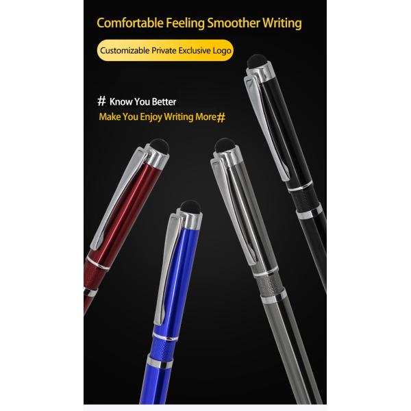 Business Office 2 in 1 Touch Screen Ballpoint Pen Stylus Pen With Laser Engraving Logo