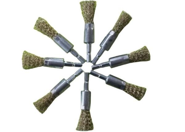 25mm OD Solid Shank Steel Wire Crimped Wire End Brush for Rust Paint Removal