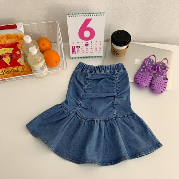 Elastic Spring Cute Jean Children'S Beauty Skirts Mid Length