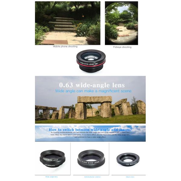 6 In 1 Anamorphic Camera Lens Macro Wide Angle CPL Filter Kit With Clip