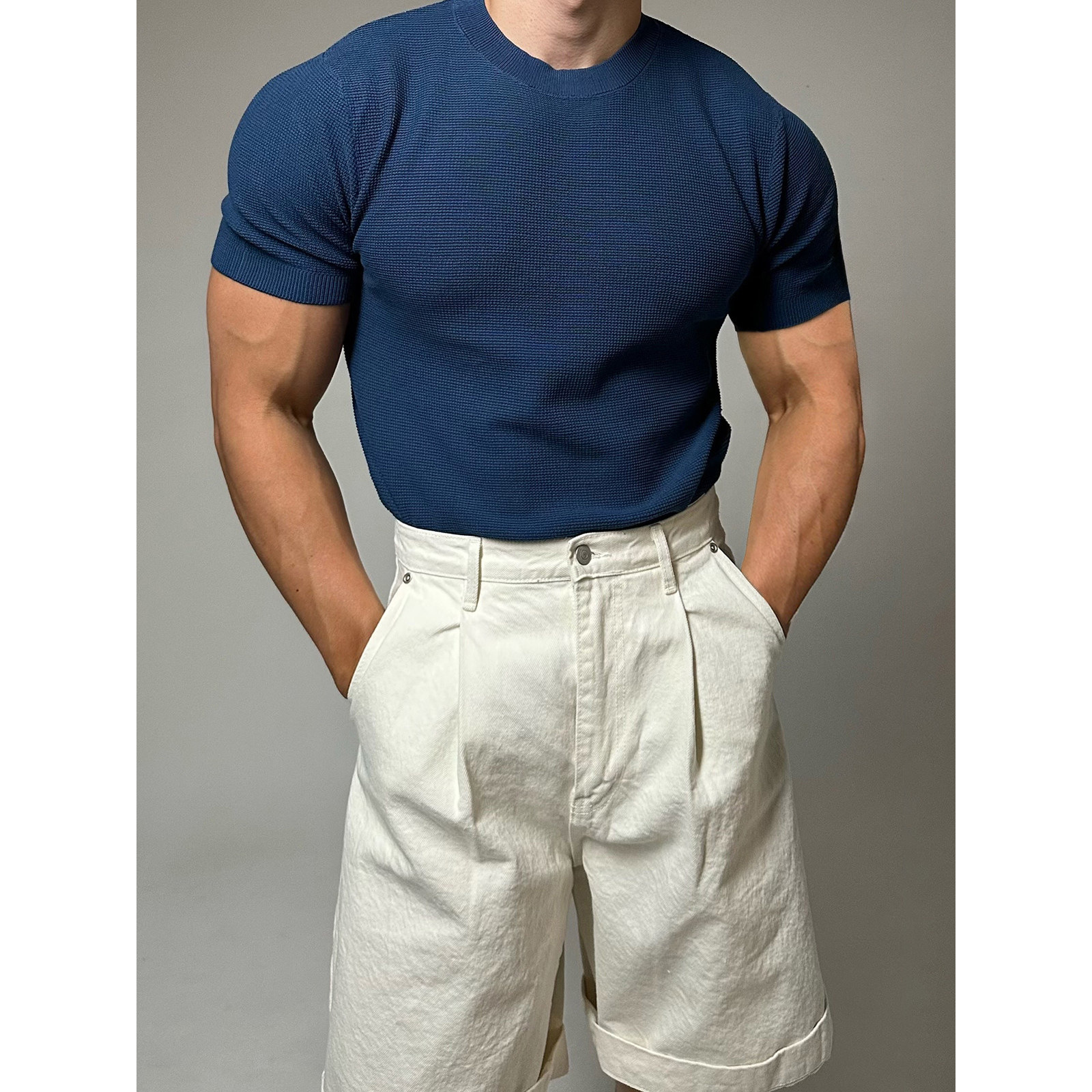 Men's 100% long stable cotton short sleeve pullover