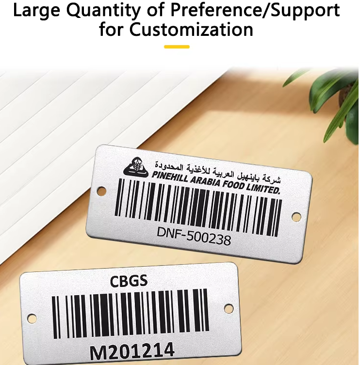 Custom Aluminum Asset Tags Fireproof Durable Industrial Storehouse Logistics Equipment QR Code Labels Barcode Mini Labels