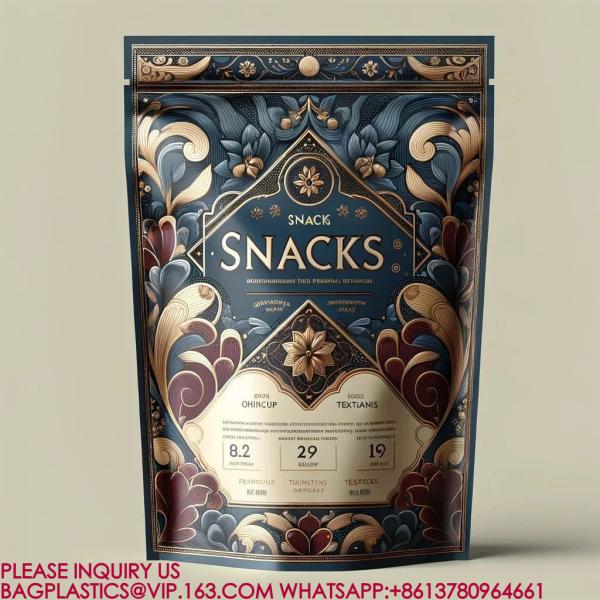Resealable Zip Stand-Up Pouch Candy Snack Cookie Bag Plastic Packaging Aluminum Foil Bag