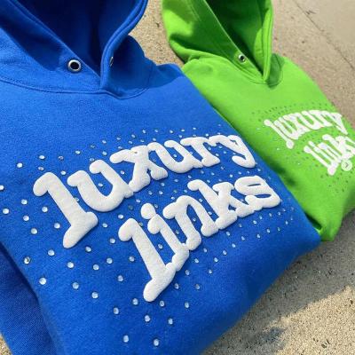 Logo Puff Print Hoodie Custom Streetwear Hoodie Cotton French Terry Bubble Print Pull Over Men