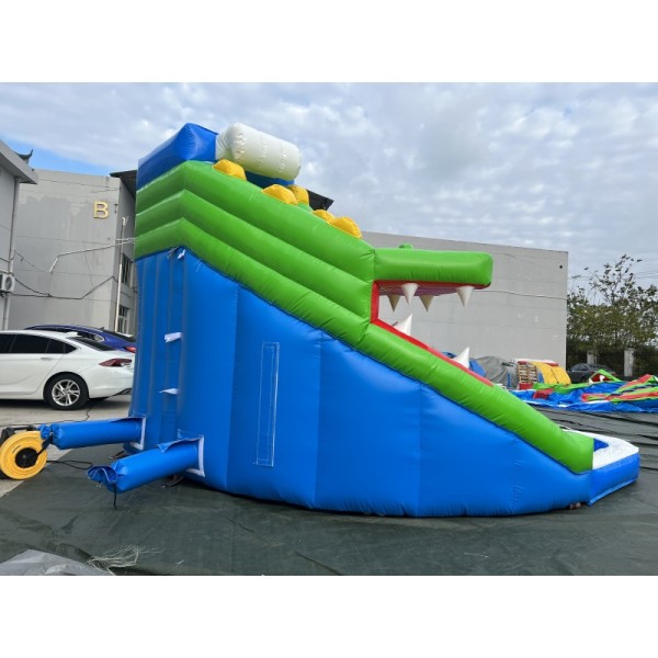Double Dolphins Inflatable Floating Water Slide durable Large Slide with Water Pool