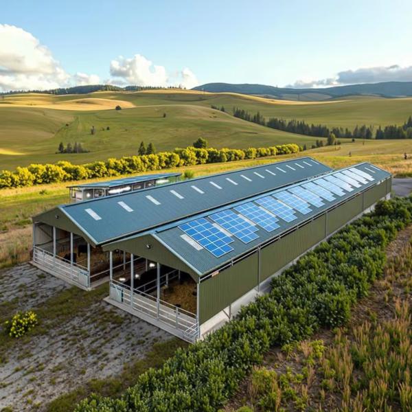 Prefab Cow Shed With EPS Sandwich Panel Walls And Corrugated Steel Sheet Roof Featuring Polyurethane Foam Insulation