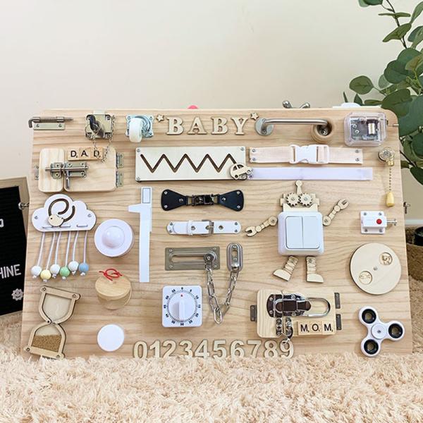 Baby Busy Board DIY Accessories Montessori Toys Kids Wood Chip Skill Training Game Puzzle Intelligence Development Baby