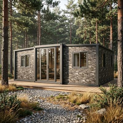 Modern Luxury Tiny House 10FT- 40FT Container Home Expandable With Stone Exterior