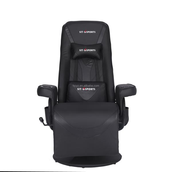 Luxury Black/Blue Racing Style Gaming Sofa with Cup Holder LED Lighting and Footrest
