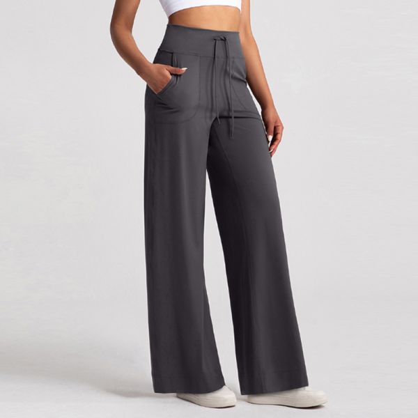 Multiple Pockets Wide Leg Scrub Pants Stretch High Waisted for Women Medical Wear