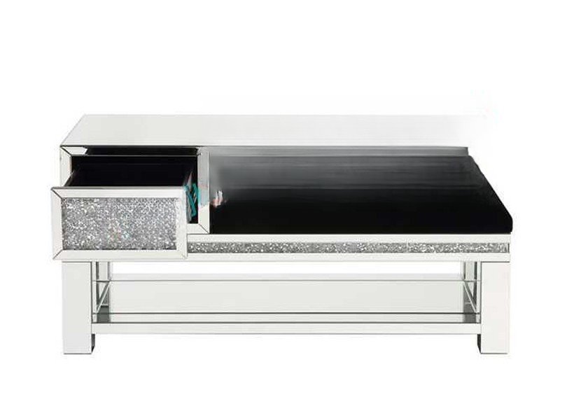 THS02 Bench with 119X45X60CM Size Silver Mirror and MDF Material Stool
