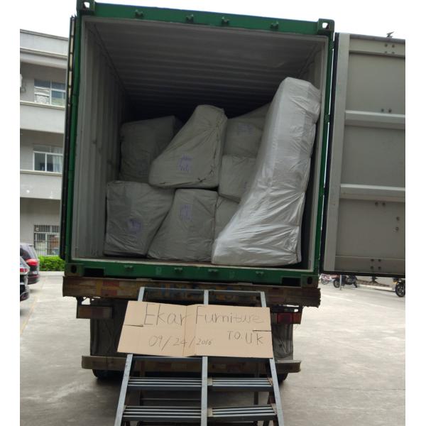 Modern Style Metal Legs Tufted Leather 3 Seater Sofa