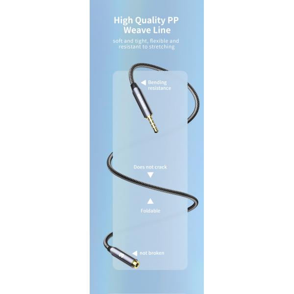 Essager 3.5mm Male to 3.5mm Female AUX Jack Headphone Audio Cables