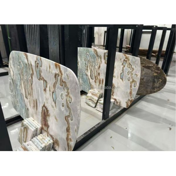 Maldives Blue Luxury Stone Translucent Polished Big Slab for Hotel Dining Table Set