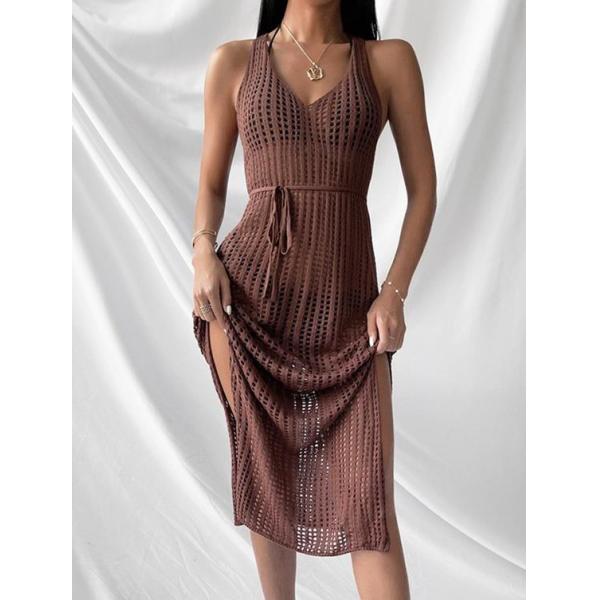 Подтяжки сплошного цвета фабрики одежды небольшого количества связанные одевают женщин юбки случайного свитера пляжа наружных