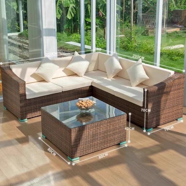 Ensemble de canapés d'extérieur pour patio, jardin, cour, table et chaises, en rotin tressé imperméable et résistant au soleil, pour terrasse
