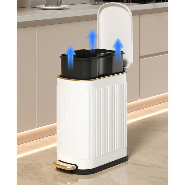 Bedroom Kitchen Trash Bin Household Pedal Type Narrow Slit square Stainless Steel Garbage Container Bin Dustbin