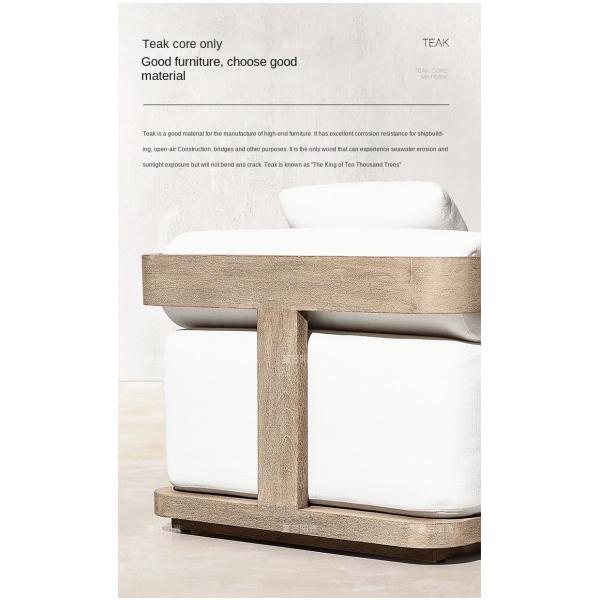 Solid Teak Wood Garden Sofa Set Outdoor Lounge Bed With High Rebound Sponge Cushion