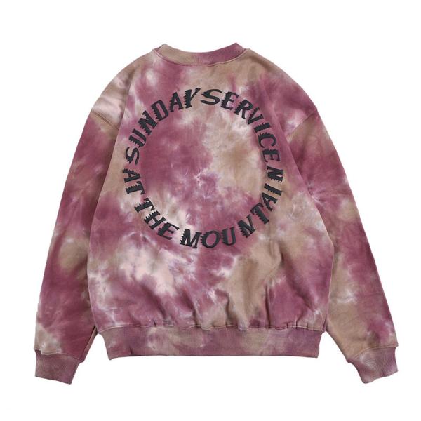 Crew Neck Tie Dye Terry Oversized Hooded Sweatshirt