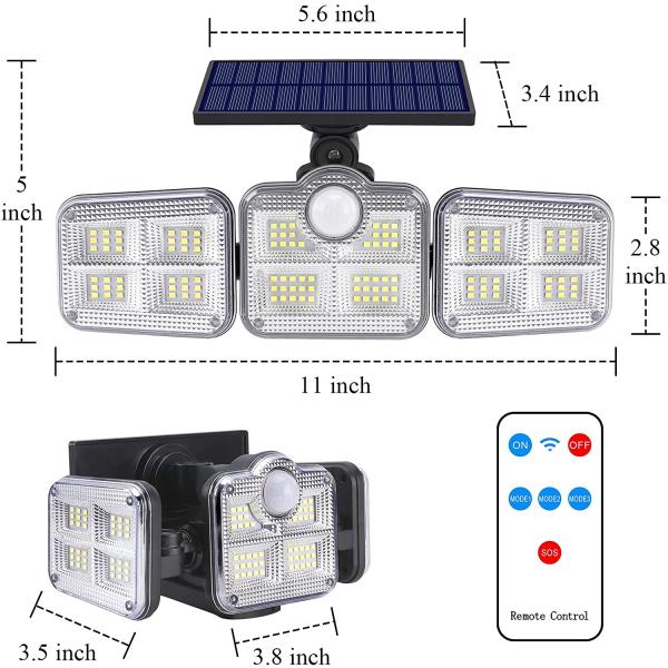 6500K 1.8W Outdoor LED Solar Lamp 270 Wide Angle 3.7V 2400mah