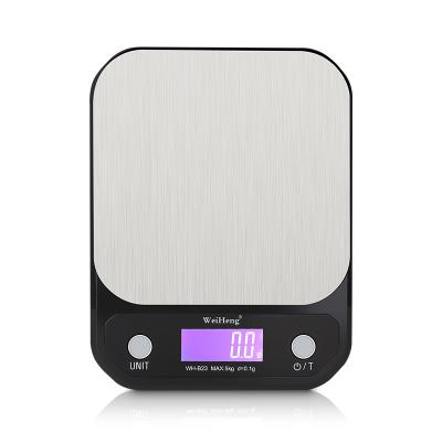 LCD Display Kitchen Digital Scale with 5kg/0.1g Capacity and Stainless Steel Material