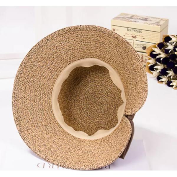 UV Protection Washable Beach Straw Hat One Removable Flower Pin Decoration For Summer