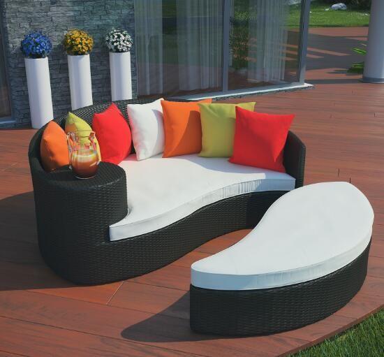 PE Rattan Sun bed patio Backyard beach Chaise Lounge chairs Leisure Aluminium Outdoor Garden wicker Sofa