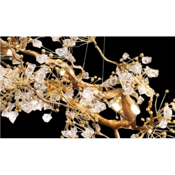 Современный ресторанный люстра 3000-6500K Все медные ветви кристаллический каменный люстра