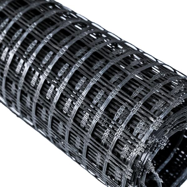 Revestimiento de asfalto autoadhesivo de fibra de vidrio Geogrid 50KN Para pavimentación de carreteras Refuerzo de carreteras