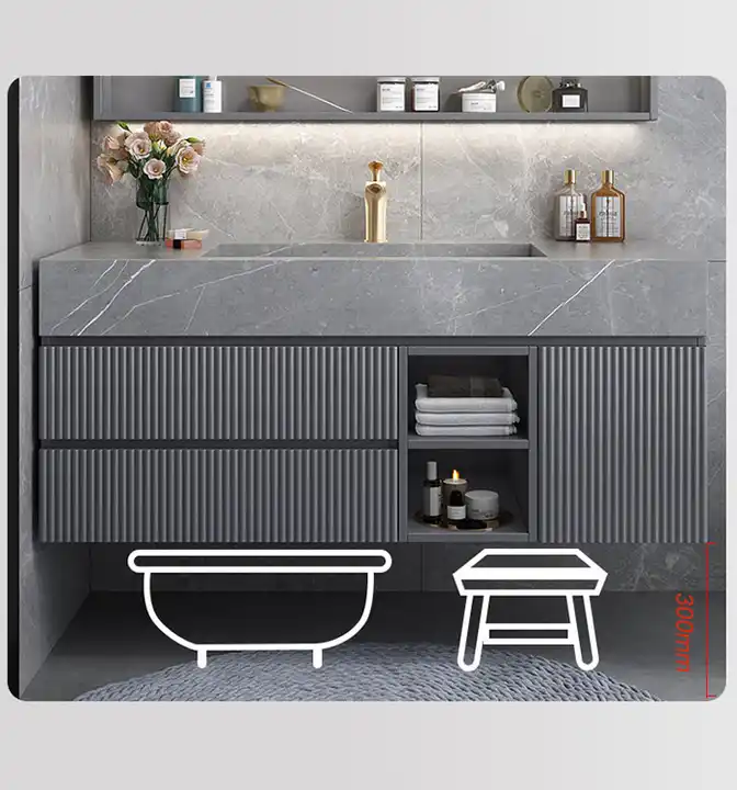 Modern Bathroom Vanity Sink Cabinet Solid Wood Furniture Double Cabinet