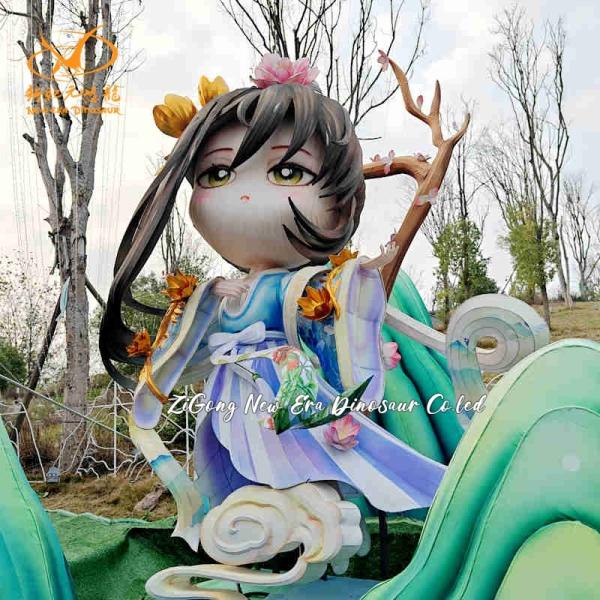 Waterproof Silk Chinese Festival Lantern Steel Frame Material