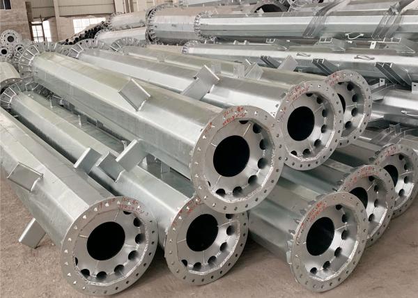 8M 9M Height Octagonal Electrical Column Metal Utility Pole in  No Joint