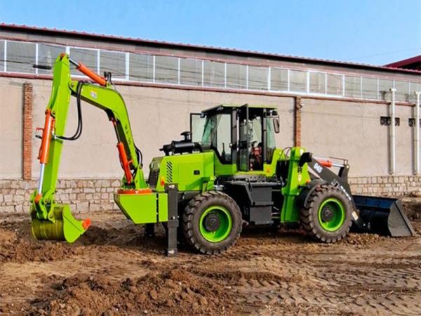Construction machinery turbocharged engine 100hp 6.5 ton loader backhoe in green