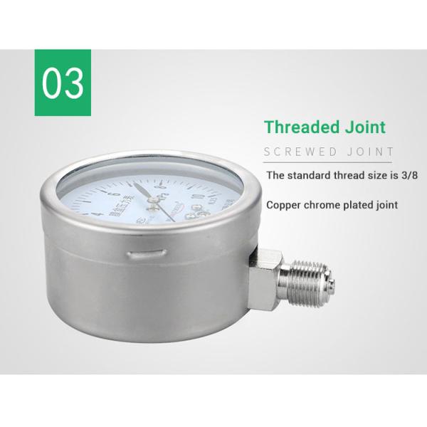 YE75BF 76mm Nominal Diameter Overvoltage Protection All Stainless Steel Pressure Gauge